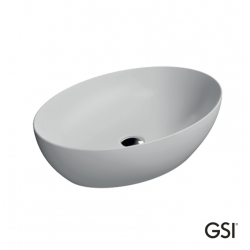 Επικαθήμενος Νιπτήρας Πορσελάνης GSI Pura 60 × 42 εκ. Οβάλ χωρίς Οπή για Βρύση και Ειδική Αντιμικροβιακή Επίστρωση 8842-301 Λευκό Ματ